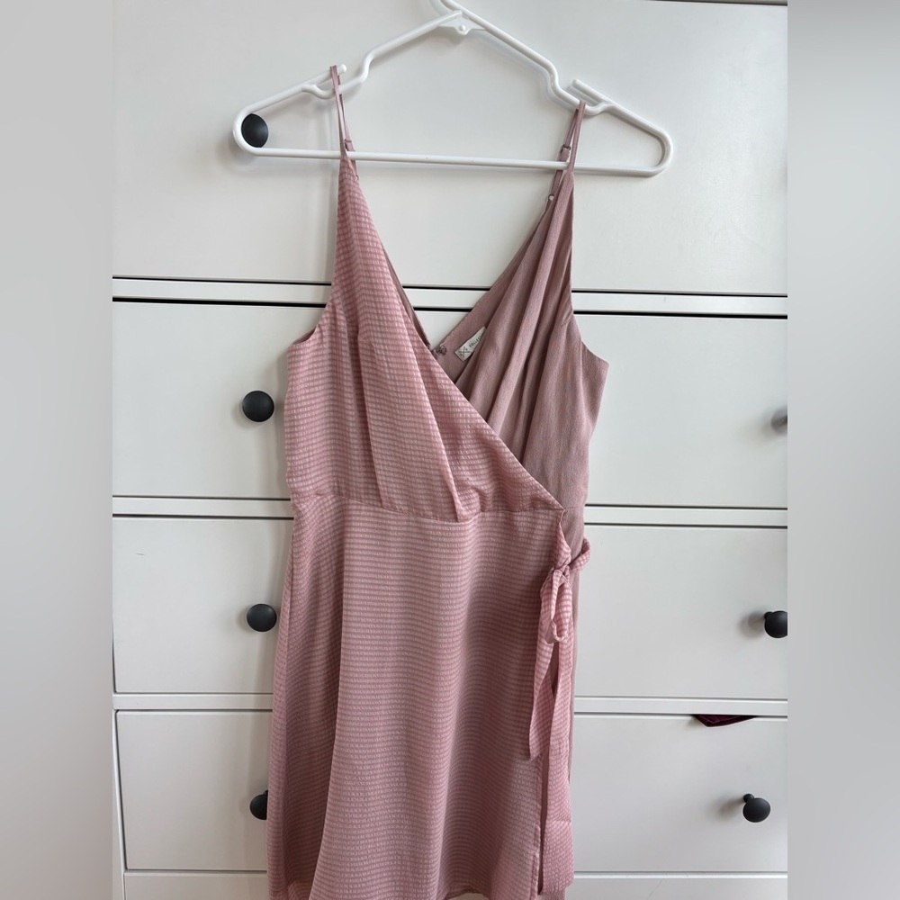 Pink faux-Wrap Dress